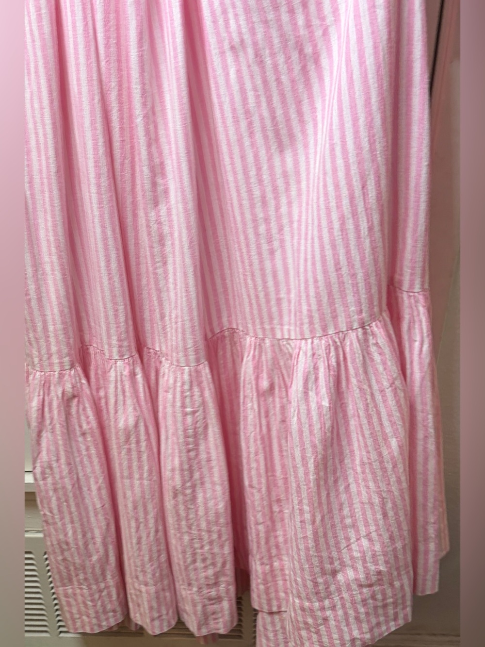 Tessora 100% Cotton Pink White Striped Preppy Cut Out Halter Maxi Dress Small - Picture 7 of 16